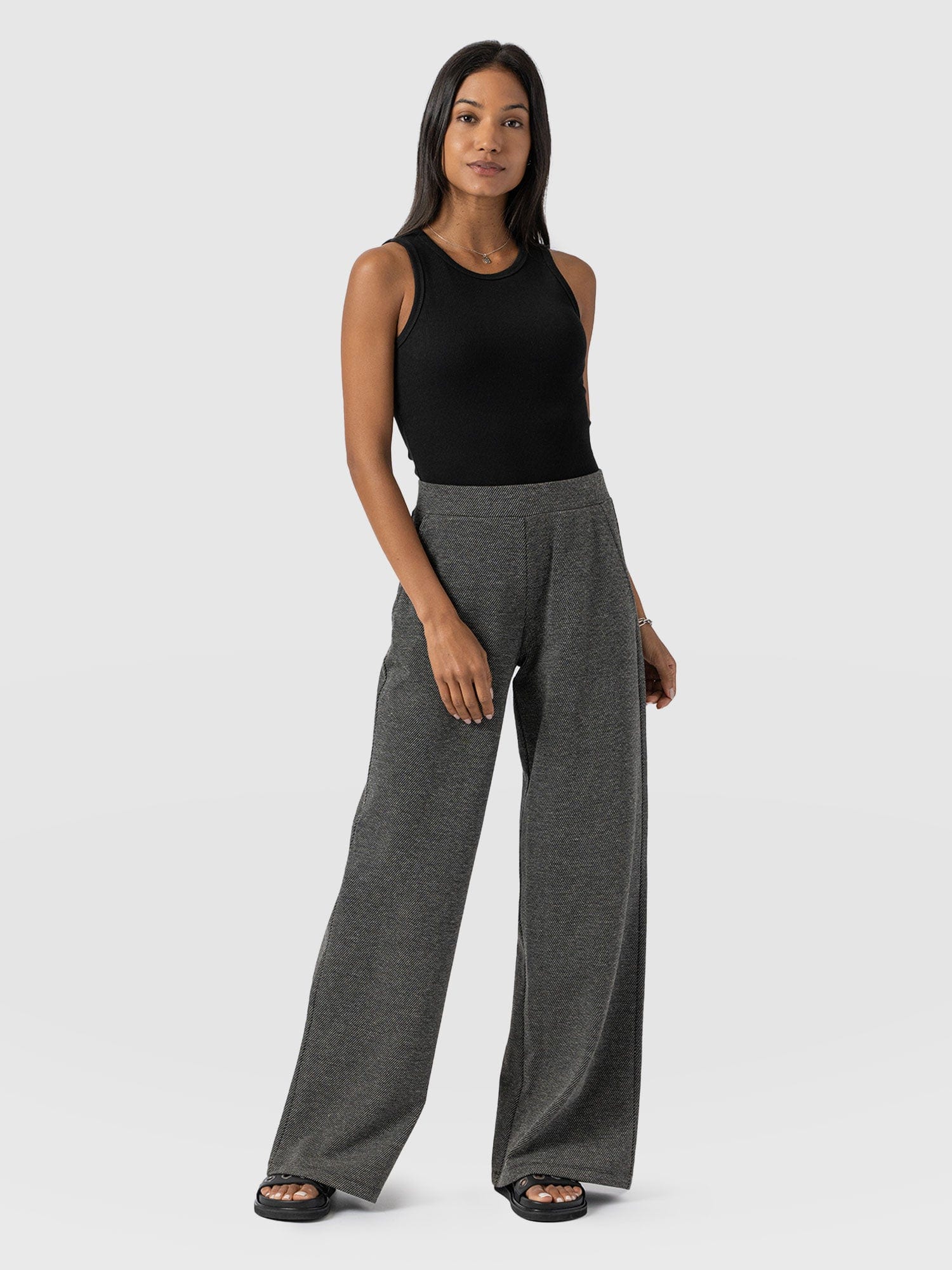 Keller Wide Leg Pant - Grey Twill